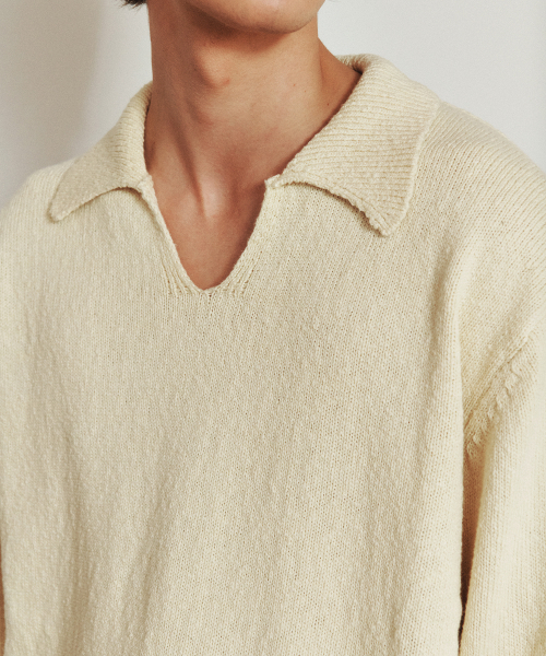 HEUTE(ホイテ)の「COTTON KNIT SCALE POLO (BUTTER YELLOW)(ポロシャツ・メンズ・その他・M/L)」の4枚目の写真