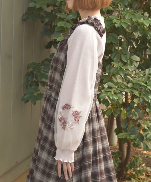 axes femme（アクシーズファム）の「カメリア刺繍チュール袖ニット（ニット/セーター・レディース・ピンク/キナリ/ブラック・FREE）」の14枚目の写真