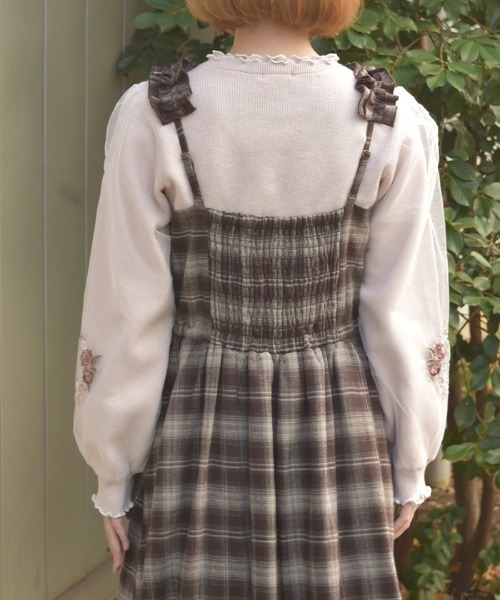 axes femme（アクシーズファム）の「カメリア刺繍チュール袖ニット（ニット/セーター・レディース・ピンク/キナリ/ブラック・FREE）」の15枚目の写真