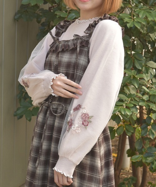 axes femme（アクシーズファム）の「カメリア刺繍チュール袖ニット（ニット/セーター・レディース・ピンク/キナリ/ブラック・FREE）」の17枚目の写真