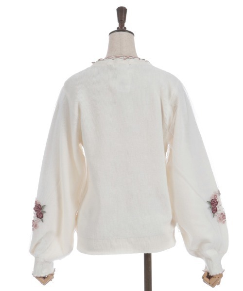 axes femme（アクシーズファム）の「カメリア刺繍チュール袖ニット（ニット/セーター・レディース・ピンク/キナリ/ブラック・FREE）」の21枚目の写真