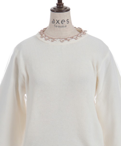 axes femme（アクシーズファム）の「カメリア刺繍チュール袖ニット（ニット/セーター・レディース・ピンク/キナリ/ブラック・FREE）」の22枚目の写真