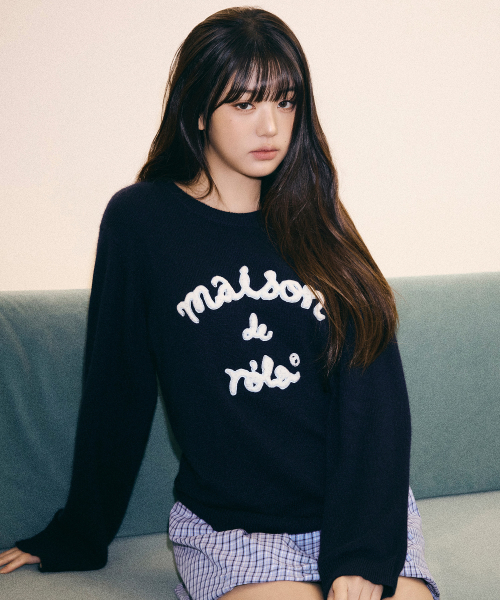 ROLAROLA(ロラロラ)の「MAISON DE ROLA PATCHWORK KNIT NAVY(ニット/セーター・レディース・ネイビー・FREE)」の1枚目の写真