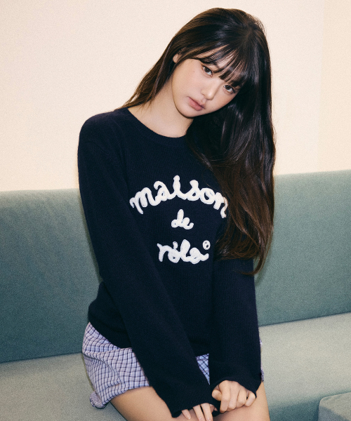 ROLAROLA(ロラロラ)の「MAISON DE ROLA PATCHWORK KNIT NAVY(ニット/セーター・レディース・ネイビー・FREE)」の2枚目の写真