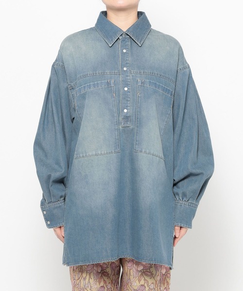 mysty woman（ミスティウーマン）の「ライトオンスデニムシャツ　659091（シャツ/ブラウス・レディース・インディゴブルー/ブルー・FREE）」の14枚目の写真