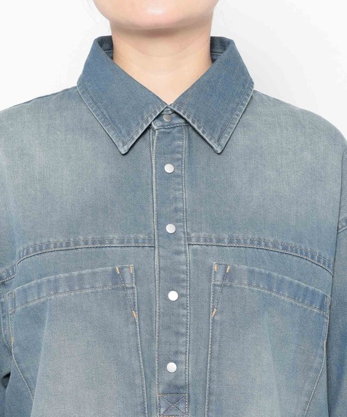 mysty woman（ミスティウーマン）の「ライトオンスデニムシャツ　659091（シャツ/ブラウス・レディース・インディゴブルー/ブルー・FREE）」の17枚目の写真