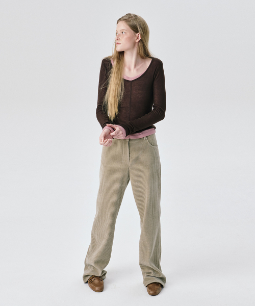 WNDERKAMMER(ブンダーカンマー)の「コーデュロイストレートパンツ_カーキ(その他パンツ・レディース・その他・S/M/XS)」の6枚目の写真