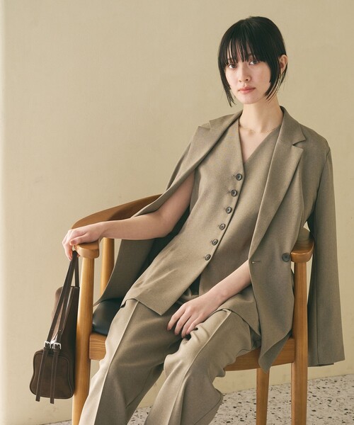 BEAUTY&YOUTH UNITED ARROWS（ビューティーアンドユースユナイテッドアローズ）の「【WEB限定 Wardrobe DAILY MINIMAL】メランジ ダブルジャケット ウォッシャブル（テーラードジャケット・レディース・モカ/ブラック・S/M/L）」の5枚目の写真