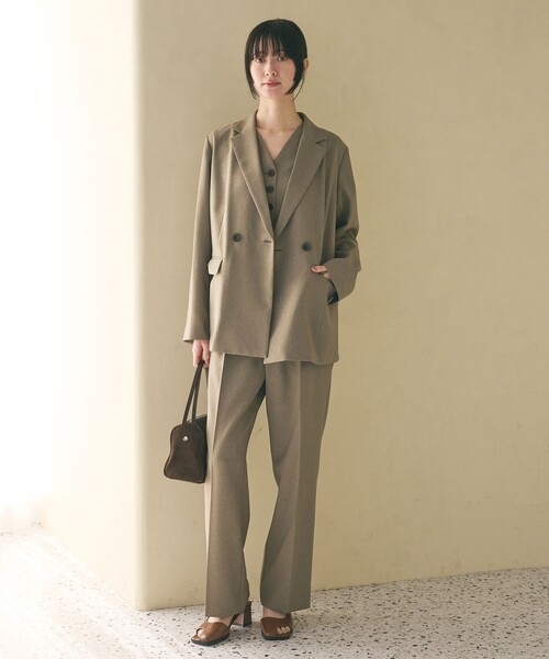 BEAUTY&YOUTH UNITED ARROWS（ビューティーアンドユースユナイテッドアローズ）の「【WEB限定 Wardrobe DAILY MINIMAL】メランジ ダブルジャケット ウォッシャブル（テーラードジャケット・レディース・モカ/ブラック・S/M/L）」の8枚目の写真