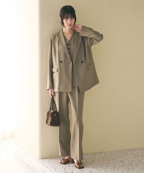 BEAUTY&YOUTH UNITED ARROWS（ビューティーアンドユースユナイテッドアローズ）の「【WEB限定 Wardrobe DAILY MINIMAL】メランジ ダブルジャケット ウォッシャブル（テーラードジャケット・レディース・モカ/ブラック・S/M/L）」の9枚目の写真
