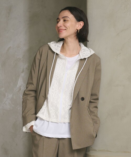 BEAUTY&YOUTH UNITED ARROWS（ビューティーアンドユースユナイテッドアローズ）の「【WEB限定 Wardrobe DAILY MINIMAL】メランジ ダブルジャケット ウォッシャブル（テーラードジャケット・レディース・モカ/ブラック・S/M/L）」の10枚目の写真