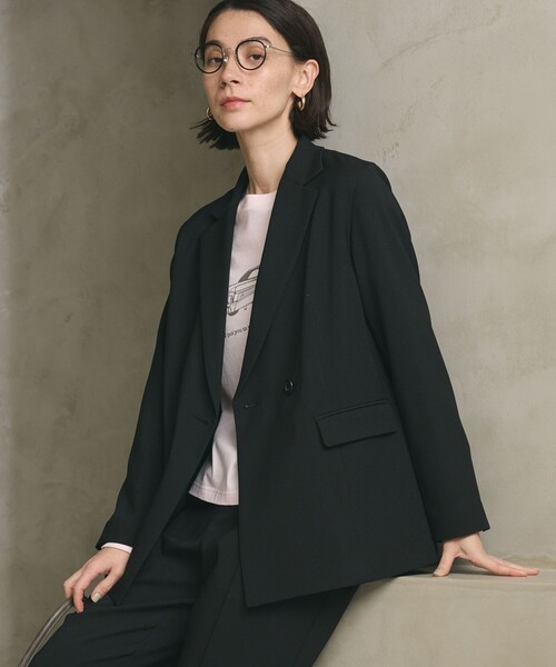 BEAUTY&YOUTH UNITED ARROWS（ビューティーアンドユースユナイテッドアローズ）の「【WEB限定 Wardrobe DAILY MINIMAL】メランジ ダブルジャケット ウォッシャブル（テーラードジャケット・レディース・モカ/ブラック・S/M/L）」の13枚目の写真