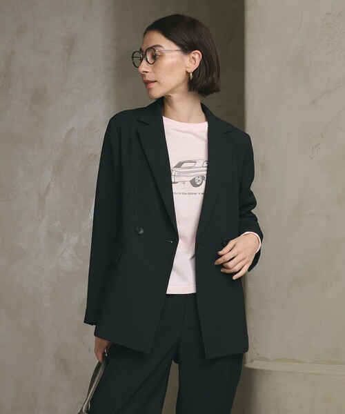 BEAUTY&YOUTH UNITED ARROWS（ビューティーアンドユースユナイテッドアローズ）の「【WEB限定 Wardrobe DAILY MINIMAL】メランジ ダブルジャケット ウォッシャブル（テーラードジャケット・レディース・モカ/ブラック・S/M/L）」の14枚目の写真