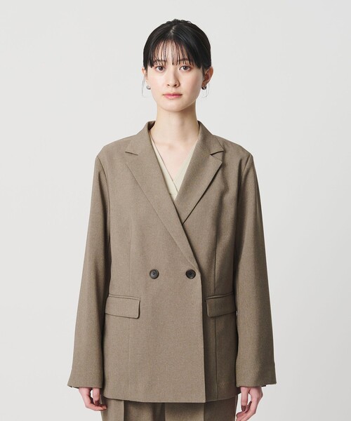 BEAUTY&YOUTH UNITED ARROWS（ビューティーアンドユースユナイテッドアローズ）の「【WEB限定 Wardrobe DAILY MINIMAL】メランジ ダブルジャケット ウォッシャブル（テーラードジャケット・レディース・モカ/ブラック・S/M/L）」の18枚目の写真