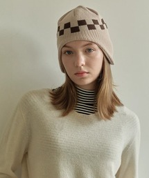 c.u.l（シーユーエル）の「耳付き チェッカーフラッグ 格子柄 ニットキャップ cula1405（ニットキャップ/ビーニー）」