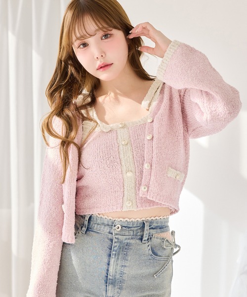 one after another NICE CLAUP（ワンアフターアナザーナイスクラップ）の「セット対応/配色ニットビスチェ（その他トップス・レディース・ネイビー×ホワイト/ブルー系その他/グレー×ピンク/ピンク系その他/アイボリー・FREE）」の5枚目の写真