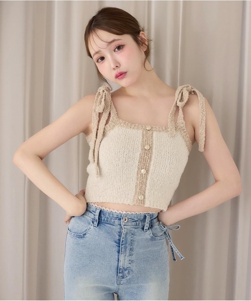 one after another NICE CLAUP（ワンアフターアナザーナイスクラップ）の「セット対応/配色ニットビスチェ（その他トップス・レディース・ネイビー×ホワイト/ブルー系その他/グレー×ピンク/ピンク系その他/アイボリー・FREE）」の2枚目の写真