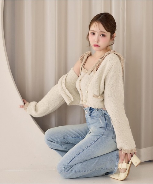 one after another NICE CLAUP(ワンアフターアナザーナイスクラップ)の「セット対応/配色ニットビスチェ(その他トップス・レディース・ネイビー×ホワイト/ブルー系その他/グレー×ピンク/ピンク系その他/アイボリー・FREE)」の13枚目の写真