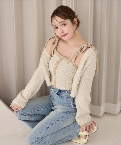 one after another NICE CLAUP(ワンアフターアナザーナイスクラップ)の「セット対応/配色ニットビスチェ(その他トップス・レディース・ネイビー×ホワイト/ブルー系その他/グレー×ピンク/ピンク系その他/アイボリー・FREE)」の14枚目の写真