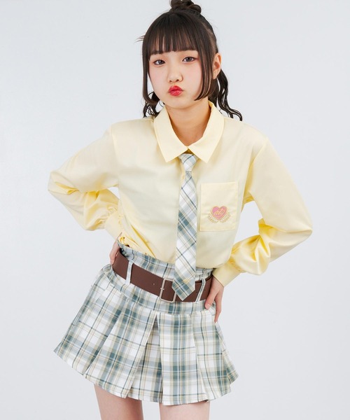 ANAP GiRL(アナップガール)の「ベルト付プリーツチェック柄スカート(スカート・キッズ・パープル/ネイビー/グリーン・S/XS/M)」の5枚目の写真