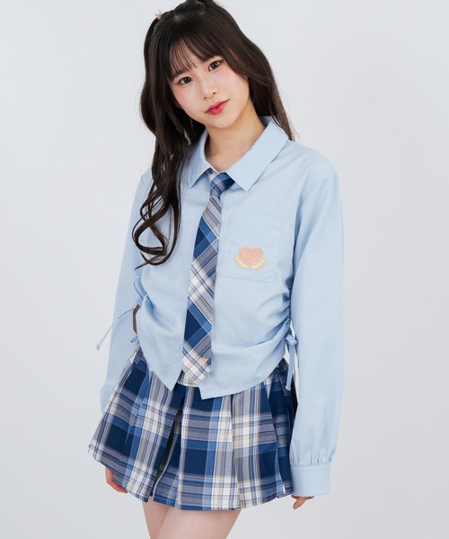 ANAP GiRL(アナップガール)の「ベルト付プリーツチェック柄スカート(スカート・キッズ・パープル/ネイビー/グリーン・S/XS/M)」の12枚目の写真