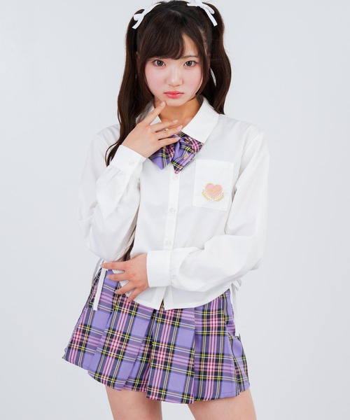 ANAP GiRL(アナップガール)の「ベルト付プリーツチェック柄スカート(スカート・キッズ・パープル/ネイビー/グリーン・S/XS/M)」の19枚目の写真