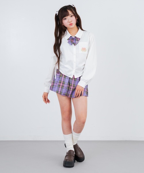 ANAP GiRL(アナップガール)の「ベルト付プリーツチェック柄スカート(スカート・キッズ・パープル/ネイビー/グリーン・S/XS/M)」の22枚目の写真