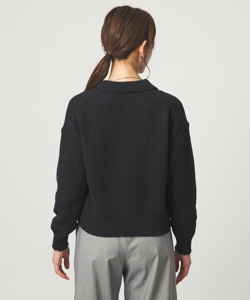 green label relaxing（グリーンレーベルリラクシング）の「テープヤーン スキッパー プルオーバー ニット ウォッシャブル（ニット/セーター・レディース・ブラック/グレー系/オフホワイト・FREE）」の9枚目の写真