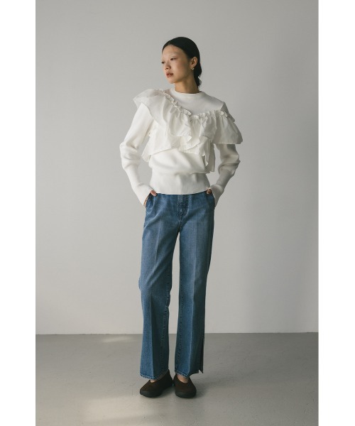 STYLEMIXER(スタイルミキサー)の「アシンメトリーフリルニットトップ(ニット/セーター・レディース・ホワイト/ネイビー/ブラック・FREE)」の12枚目の写真