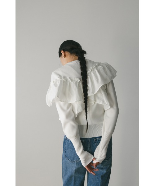 STYLEMIXER(スタイルミキサー)の「アシンメトリーフリルニットトップ(ニット/セーター・レディース・ホワイト/ネイビー/ブラック・FREE)」の14枚目の写真