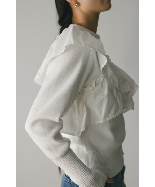 STYLEMIXER(スタイルミキサー)の「アシンメトリーフリルニットトップ(ニット/セーター・レディース・ホワイト/ネイビー/ブラック・FREE)」の17枚目の写真