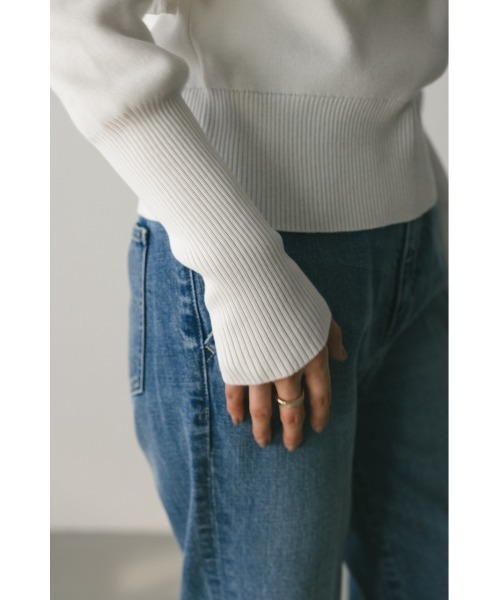 STYLEMIXER(スタイルミキサー)の「アシンメトリーフリルニットトップ(ニット/セーター・レディース・ホワイト/ネイビー/ブラック・FREE)」の18枚目の写真