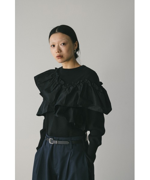 STYLEMIXER(スタイルミキサー)の「アシンメトリーフリルニットトップ(ニット/セーター・レディース・ホワイト/ネイビー/ブラック・FREE)」の6枚目の写真