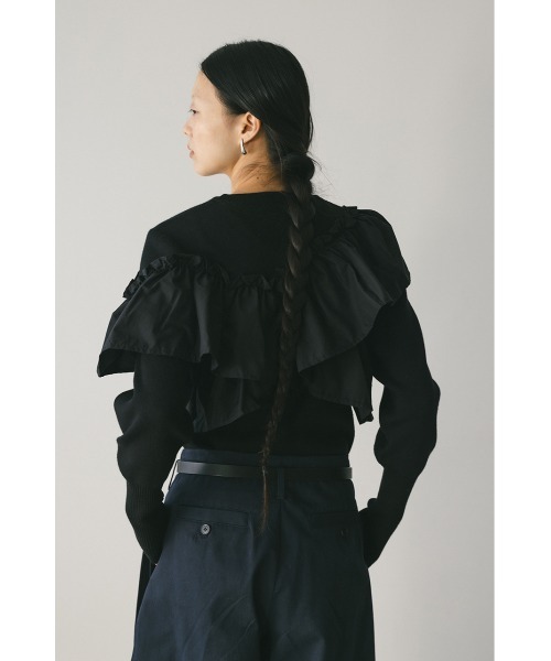 STYLEMIXER(スタイルミキサー)の「アシンメトリーフリルニットトップ(ニット/セーター・レディース・ホワイト/ネイビー/ブラック・FREE)」の7枚目の写真