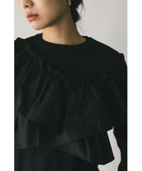 STYLEMIXER(スタイルミキサー)の「アシンメトリーフリルニットトップ(ニット/セーター・レディース・ホワイト/ネイビー/ブラック・FREE)」の8枚目の写真