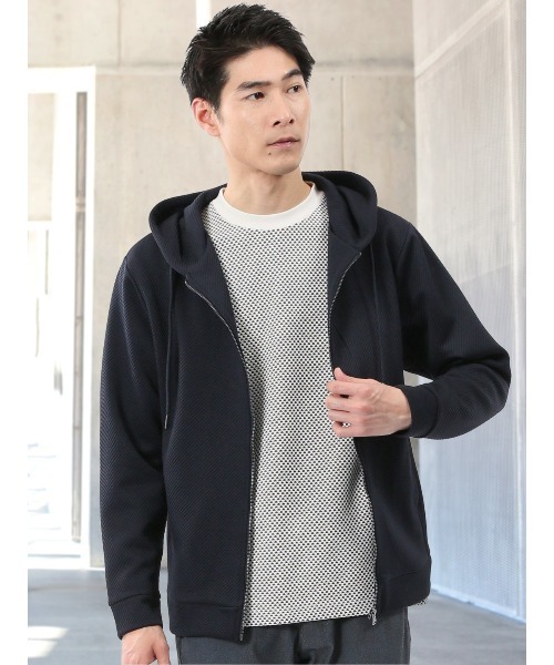 TAKA-Q（タカキュー）の「【ストレッチ】タカキュー ブリスターツイル フルジップパーカー（パーカー・メンズ・ネイビー/ホワイト/ボルドー/ブラック/ダークグリーン/グレー系その他2・LARGE/MEDIUM/X-LARGE）」の5枚目の写真