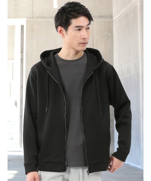 TAKA-Q（タカキュー）の「【ストレッチ】タカキュー ブリスターツイル フルジップパーカー（パーカー・メンズ・ネイビー/ホワイト/ボルドー/ブラック/ダークグリーン/グレー系その他2・LARGE/MEDIUM/X-LARGE）」の2枚目の写真