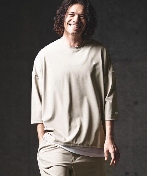 GLIMCLAP（グリムクラップ）の「mlt5567-Airy Smooth Fabric 3-4 Sleeve T-Shirt 7分袖カットソー(201-026-gls-cg)（Tシャツ/カットソー・メンズ・チャコール/ブラック/ホワイト/ベージュ・M/S/L）」の5枚目の写真