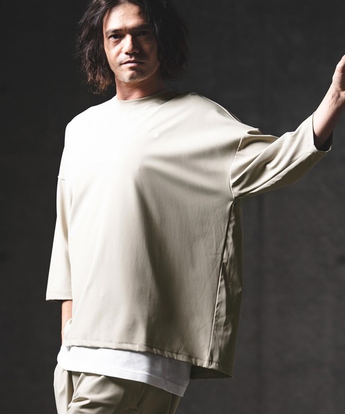 GLIMCLAP（グリムクラップ）の「mlt5567-Airy Smooth Fabric 3-4 Sleeve T-Shirt 7分袖カットソー(201-026-gls-cg)（Tシャツ/カットソー・メンズ・チャコール/ブラック/ホワイト/ベージュ・M/S/L）」の6枚目の写真