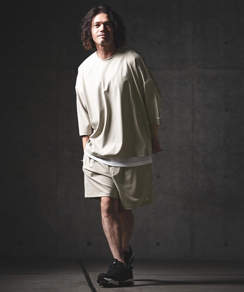 GLIMCLAP（グリムクラップ）の「mlt5567-Airy Smooth Fabric 3-4 Sleeve T-Shirt 7分袖カットソー(201-026-gls-cg)（Tシャツ/カットソー・メンズ・チャコール/ブラック/ホワイト/ベージュ・M/S/L）」の9枚目の写真