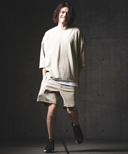 GLIMCLAP（グリムクラップ）の「mlt5567-Airy Smooth Fabric 3-4 Sleeve T-Shirt 7分袖カットソー(201-026-gls-cg)（Tシャツ/カットソー・メンズ・チャコール/ブラック/ホワイト/ベージュ・M/S/L）」の10枚目の写真