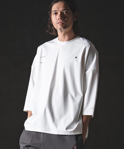 GLIMCLAP（グリムクラップ）の「mlt5567-Airy Smooth Fabric 3-4 Sleeve T-Shirt 7分袖カットソー(201-026-gls-cg)（Tシャツ/カットソー・メンズ・チャコール/ブラック/ホワイト/ベージュ・M/S/L）」の11枚目の写真