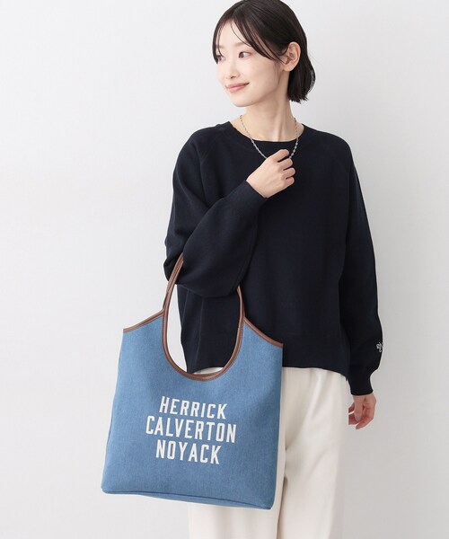 Dessin（デッサン）の「【軽量】ロゴプリントデニム×帆布トートバッグ（トートバッグ・レディース・ブルー系4/アイボリー系4・00）」の2枚目の写真