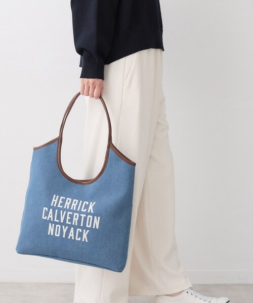 Dessin（デッサン）の「【軽量】ロゴプリントデニム×帆布トートバッグ（トートバッグ・レディース・ブルー系4/アイボリー系4・00）」の5枚目の写真