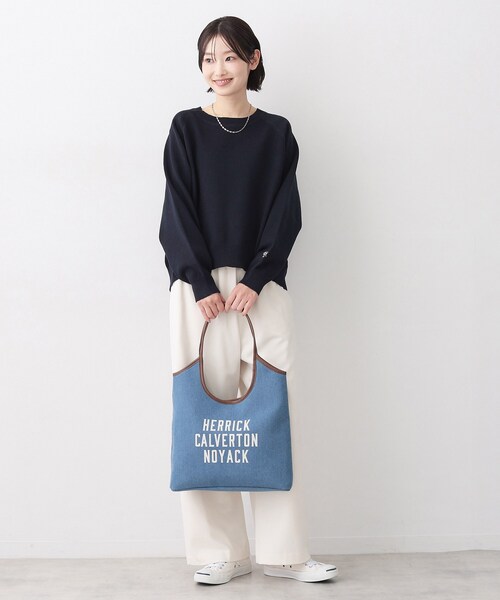 Dessin（デッサン）の「【軽量】ロゴプリントデニム×帆布トートバッグ（トートバッグ・レディース・ブルー系4/アイボリー系4・00）」の6枚目の写真