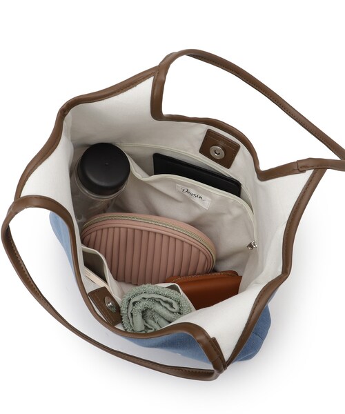 Dessin（デッサン）の「【軽量】ロゴプリントデニム×帆布トートバッグ（トートバッグ・レディース・ブルー系4/アイボリー系4・00）」の14枚目の写真