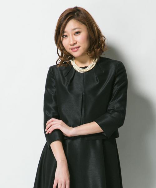 23区 サテンジャケット 黒 46サイズ 23区（ニジュウサンク）の「バックサテンシャンタンジャケット