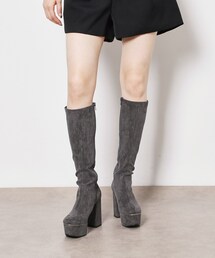 【ラク盛り/約12㎝】ラク盛り厚底ゴールドラインロング細ブーツ