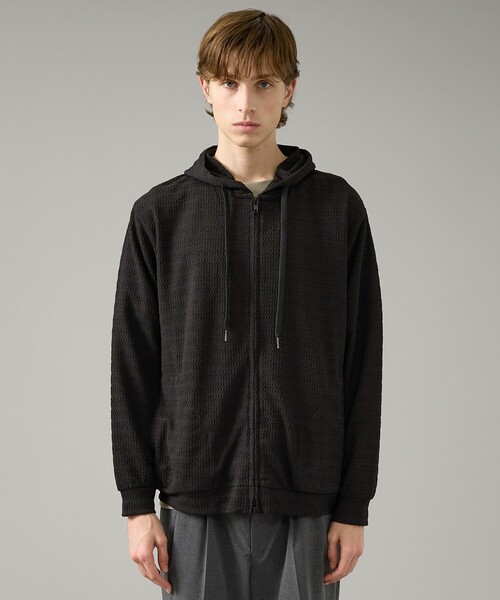 ABAHOUSE（アバハウス）の「シアーストレッチ ダブルジップ メッシュパーカー（パーカー・メンズ・ブラック/ホワイト/グリーン系その他・44/46/48）」の5枚目の写真