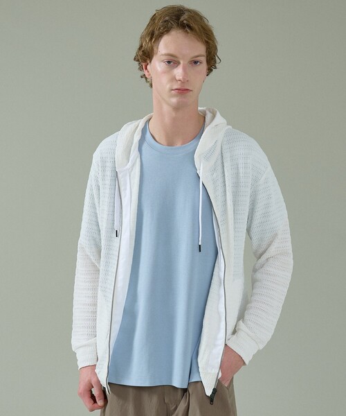 ABAHOUSE（アバハウス）の「シアーストレッチ ダブルジップ メッシュパーカー（パーカー・メンズ・ブラック/ホワイト/グリーン系その他・44/46/48）」の16枚目の写真